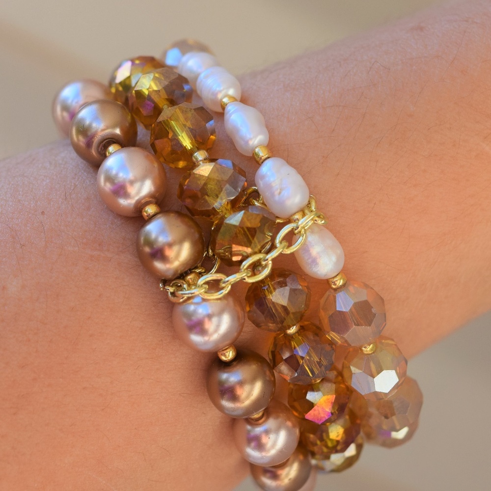 Hand Crafted glass beaded bracelet set